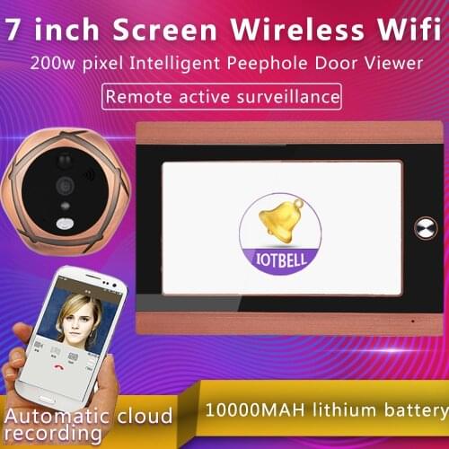 Mountainone 720P WiFi Wireless Digital Peephole Door Viewer 7inch Front Video Door Peephole Camera Wifi Doorbell doorphone