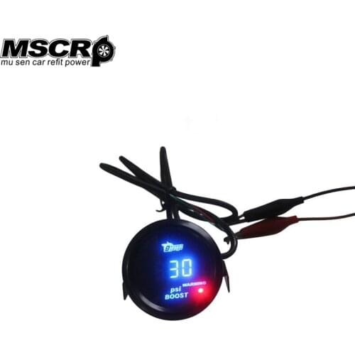 52mm Digital Turbo Boost Gauge Meter with Sensor Unit -15~30 PSI Blue light And Red Warning Light