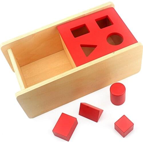 Baby Toy Montessori Kids Imbucare Box With Flip Lid 4 Shapes Wood Learning Educational Preschool Training Practical Life Skills