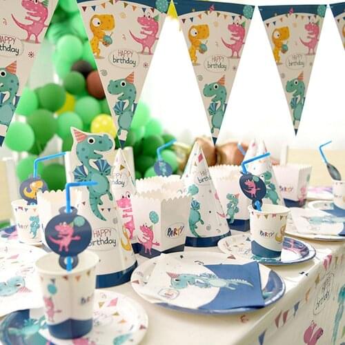 Dinosaur Paper Popcorn Boxes Treat Snack Box Cute Dino Disposable Tableware Kids Birthday Party Decoration Supplies