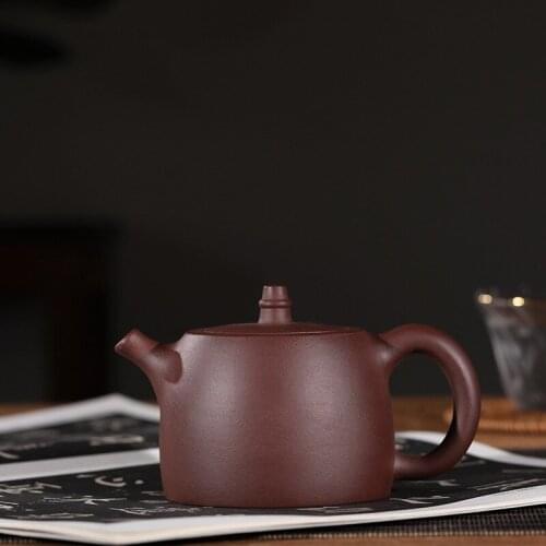 Purple clay pot genuine hand-made raw ore purple clay carved Hanfeng pot Kungfu teapot teapot teapot teapot Gift Set