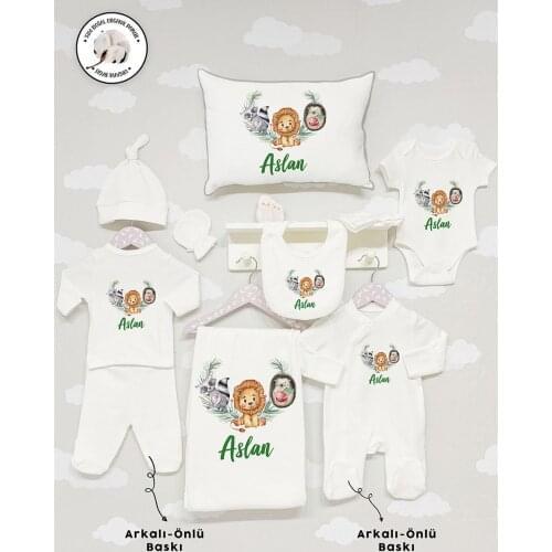 Personalized Organic Cotton Fabric Girl Boy Baby 11-Pcs Jumpsuit Set Custom Clothes Winter Spring