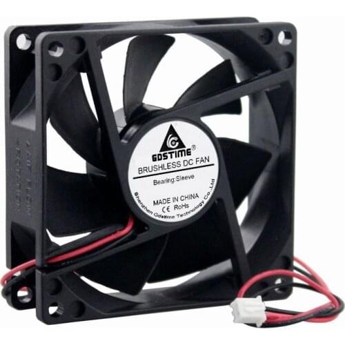 Gdstime 1 Piece 80x80x25mm DC 12V 2Pin CPU PC Cooling Fan 80mm x 25mm 8025 Cooler Heatsink Exhaust Fans 8cm