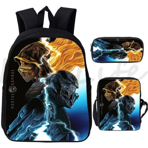 Hot Sale Mortal Kombat School Backpack High Quality Waterproof School Bag 3 Pcs/Set Book Bags Boys Girls Book Bagpack Mochilas