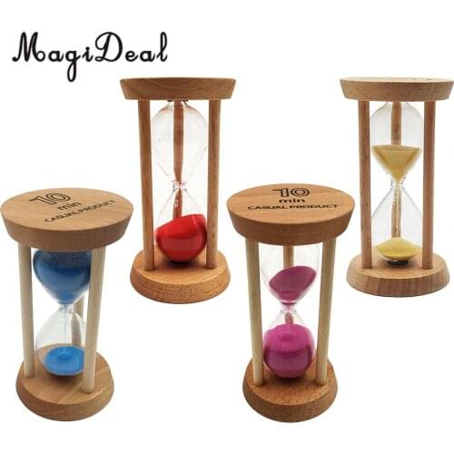 MagiDeal 10 Minutes Wooden Sandglass Hourglass Sand Timer for Classroom Teaching Kitchen Cooking