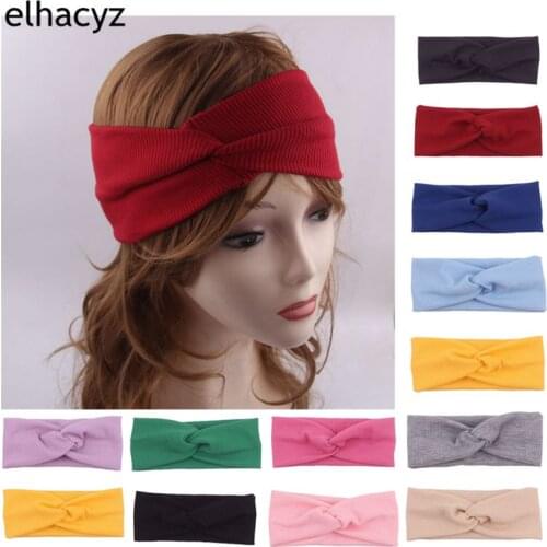 12pcs/lot Fashion Sport Headband New Turban Solid Headband Girl Makeup Fabric Elastic Hair Band Twisted Knotted Hair Accessories