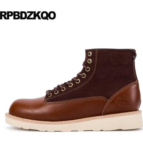 Fashion Brown Mens Shoes Autumn Male Plus Size High Sole Boots Combat Work Military Platform Booties Safety Ankle Footwear