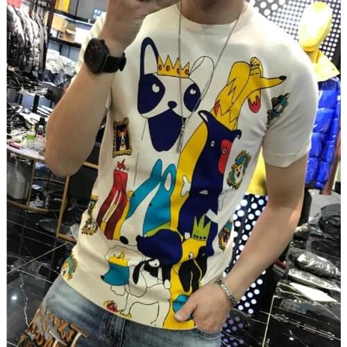 Printing short Sweaters Male Rhinestone design Hip Hop fashion europe style