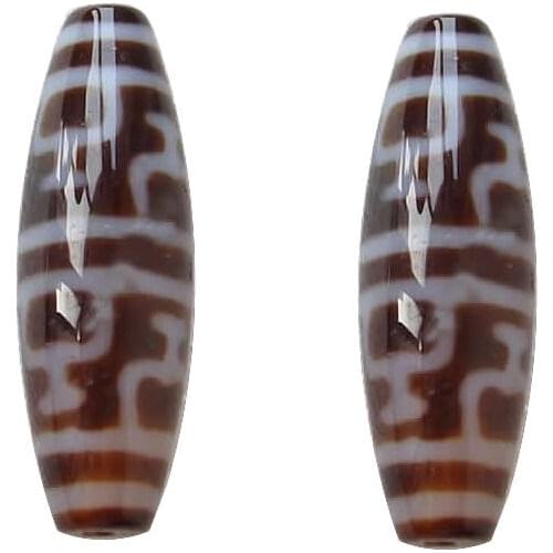 Natural Tibetan Dzi Beads, Oval, nectar & two tone, Grade AAA, 13x38mm, Hole:Approx 2mm, Sold By PC