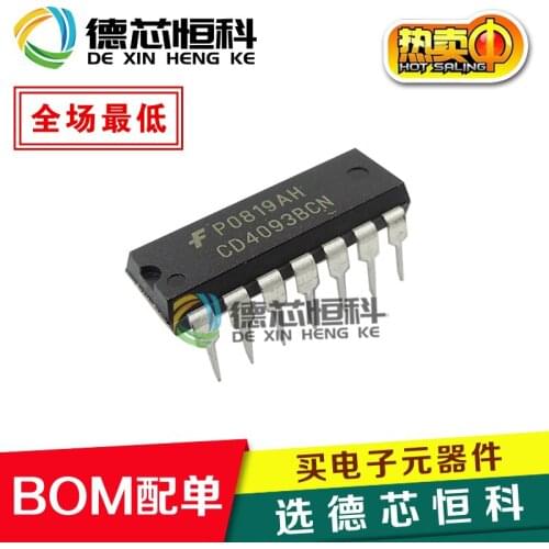New original imported CD4093BCN CD4093 straight plug DIP14 four 2 input Schmitt trigger