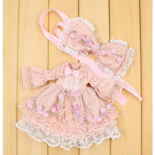 Blyth doll clothes Lovely and delicate flower lace skirt with bow 1/6 doll normal joint azone licca icy dolls
