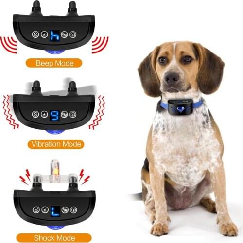 Doggy Anti Barking Collar Automatic Waterproof With Beeps And Vibration Electric Shock No Bark Dog Training Collar Rechargeable