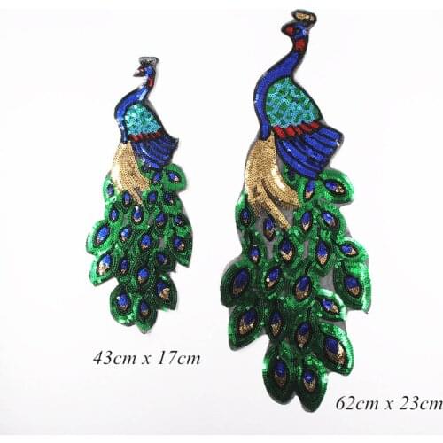 Peacock Paillette Sequins Embroidered Feather Patch Clothes Stickers Bag Sew Iron On Applique DIY Apparel Sewing Clothing BU183