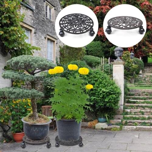 Plant Stand With Wheels Cast Iron Plant Stand Universal Movable Flower Pot Holder Metal Rolling Tray Plant Stands Indoor Outdoor