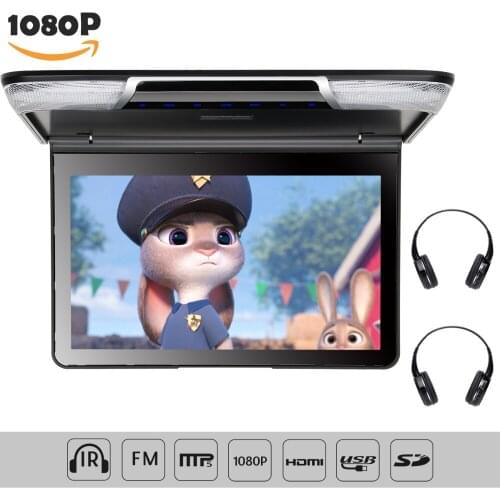 11.6 inch TFT Overhead Ceiling Car Roof Mount Monitor 1920*1080 Flip Down Car Monitor Video Player FM DMI SD Wireless Headphone
