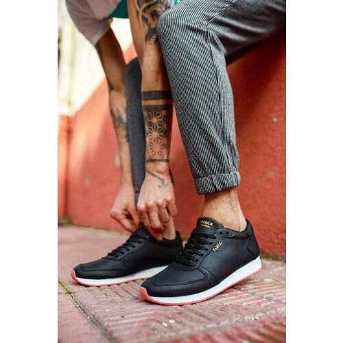 Knack Casual Male Shoes Black Color (White Bottom) faux Leather Casual High Base Office Wedding Engagement Hiking Sports Shoes 002