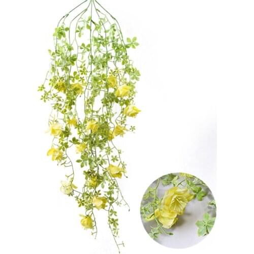 Plants Vine Leaves Simulation Of Begonia Flower Yellow Indoor Outdoor Wall Handing Garden Decoration Plastic Festival Supplies