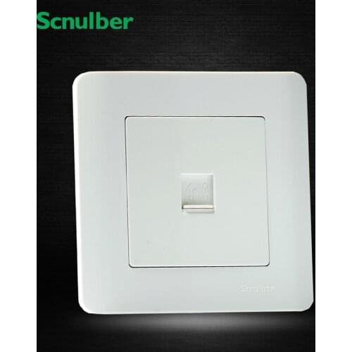 Flush type white 1 gang telephone 4 wire 4p RJ11 wall switch socket outlet