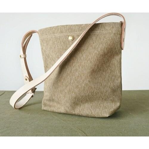 Handmade Military-grade pepper salt heavy canvas bag crossbody bag canvas messenger bag Leather canvas bag School Bag