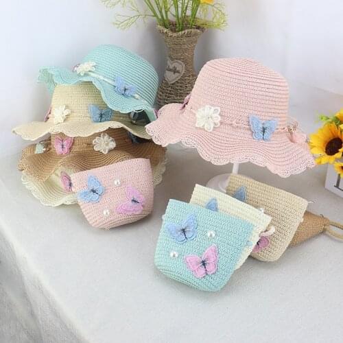 Baby Sun Hat Summer Children Beach Straw Hat Sunscreen Cute Princess Girl Handmade Hat Fisherman Hat Children Bucket Hat
