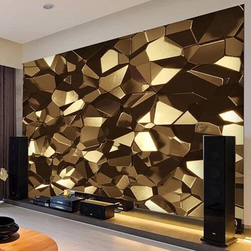 Modern 3D Golden Polygon Geometric Wallpaper Living Room TV Bedroom Abstract Art Photo Wall Mural KTV Bar Creative 3D Wall Paper