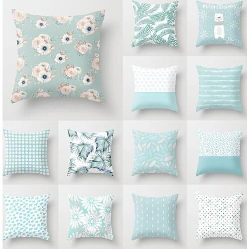 Hot Sale Light Blue Green Mint Cushion Cases Modern Geometry Print Boho Decorative Pillowcase Sofa Couch Throw Pillows