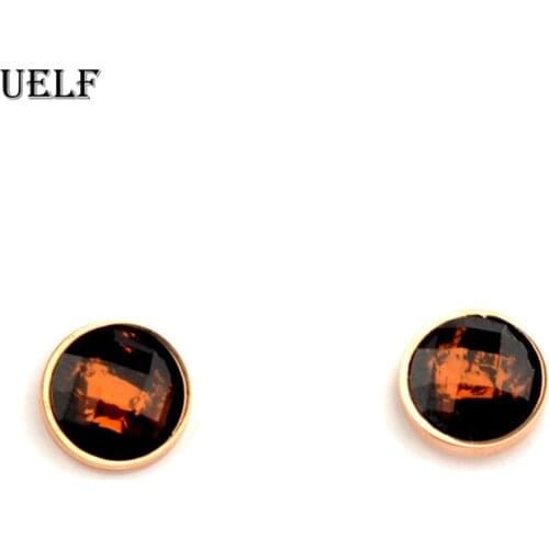 Uelf Luxury Female Crystal Zircon Stud Earrings Simple Stainless Steel Earrings For Women Vintage Earrings