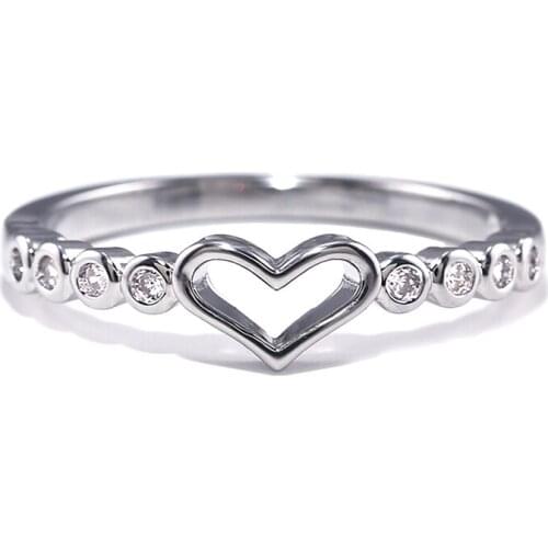 USTAR Hollow Heart wedding rings for women fashion jewelry Shiny AAA Cubic Zircon engagement rings female anel party gift