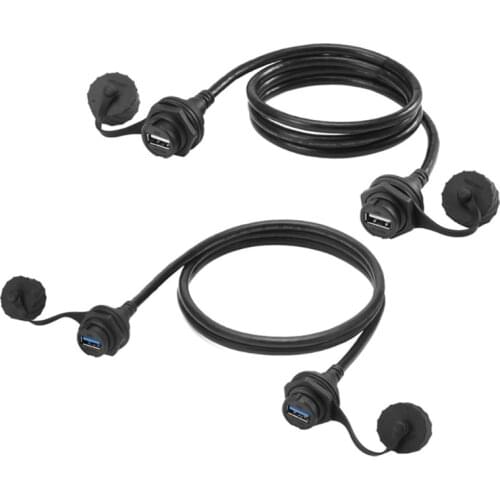USB 2.0 3.0 Socket Female to Female Cable 2 Ends IP67 Waterproof Panel Mount Connector Cord 1m 3ft