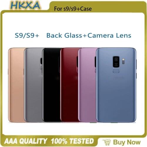 For Samsung Back Battery Cover Samsung Galaxy S9+ G965F Rear Door Glass + Camera Lens For Samsung S9 Back Glass For Samsung Case
