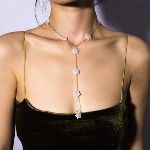 Female Pentagram Pearl Pendant Necklace Elegant Charming Womens Wedding Party Choker Fashion Jewelry Girl Gifts