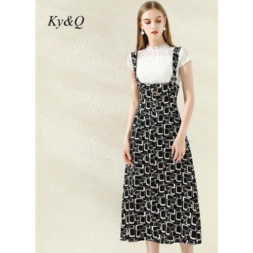 Vintage Office Ladies Fashion Lace Blouse Two-piece Long Dress 2020 New Summer Women Elegant Party Luxury Designer Dress Clothes