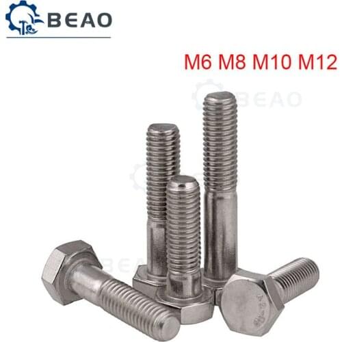 1-5Pcs GB5782/DIN931 M6 M8 M10 M12 304 Stainless Steel Half Tooth Hexagon Head Bolt Outer Hexagonal Screws