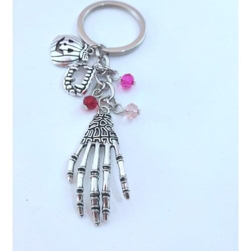 1pcs Halloween Horror Party Decoration Ornaments Skull Pumpkin Hanging Bag Key Chains Keychain With Colorful Beads Charms