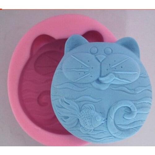 1 pcs cute cat face clay pottery mould silicone cake mold soap Mold FM