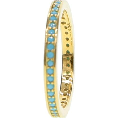 100% 925 real silver blue stone cz Rings Lucky size 6 7 8 gold color Midi finger Rings delicate dainty elegant for Women Party