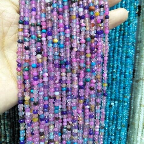 3mm Natural Stone Multi Color Agates Beads Faceted Round Onyx Bead Diy Jewelry Making 15 inch Charming Loose Beads DIY Bracelets