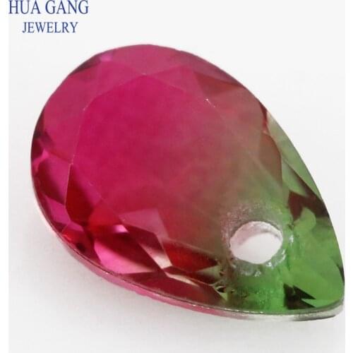 BX05 One Hole Pear Shape Watermelon Tourmaline Stone Synthetic Glass Loose beads Size 4x6mm-13x18mm For Jewelry Making