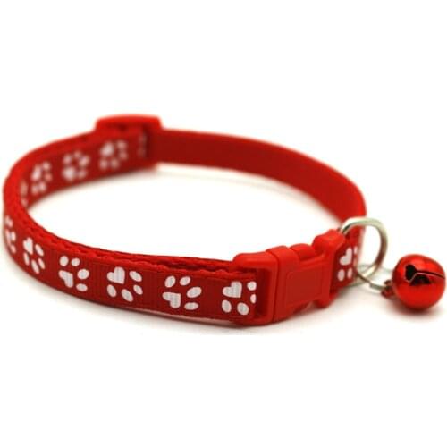 Colorful Cat Supplies Cat Collar Dog Necklace Cat Paw Print Adjustable Nylon Buckle Cat Collar Bell Footprint Pet Collar Drops