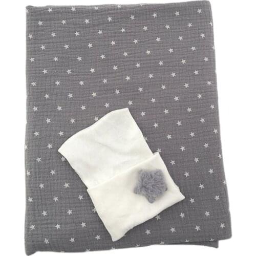 Baby Cotton Blanket Swaddle Printed Wrap with hospital hat set Newborn Baby girls boys Soft Bedding Bath Towel photography prop