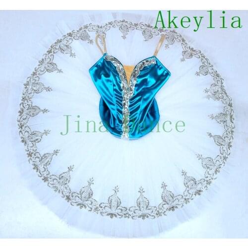 Blue green white swan lake ballet tutu for women performance dance costumes pancake tutu platter child
