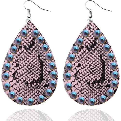 E7681 ZWPON Pave AB Crystal Cheetah Earrings for Women 2020 Fall New Animal Print Leopard Teardrop Earrings Jewelry Wholesale