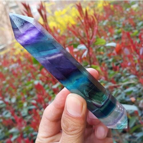 HOT 126 G Natural fluorite QUARTZ CRYSTAL DT WAND POINT HEALING