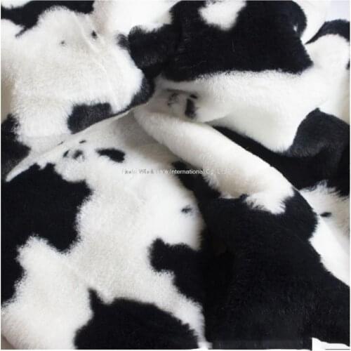 Imitation rabbit fur with cow pattern fabric,felt cloth,faux fur fabric