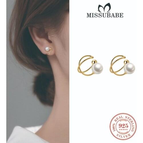 Real 925 Sterling Silver Pearl Ear Cuffs No Pierced Ear Clip On Earrings New Fine Jewelry Gift For Women Girls Office Party