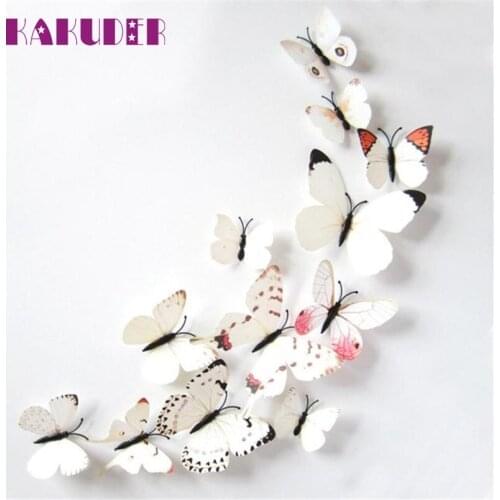 Kakuder 12pcs Sticker Art Design Decal Wall Stickers Home Decorations 3D Butterfly #10 2017 Gift Drop