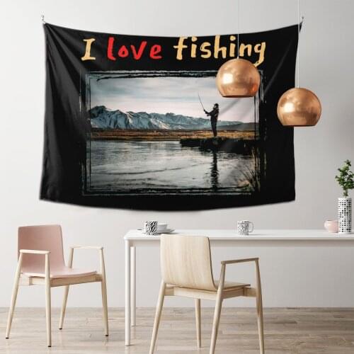 Carp Fishing Fisher Tapestry Lake Wall Arts Decor Bedroom Hanging Cloth Background Covering Beach Mat