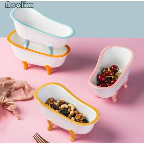 Ceramic Bathtub Dessert Bowl Cute Small Ice Cream Pudding Bowl Irregular Fruit Salad Dish Office Milk Tea Cup Tableware 320ML