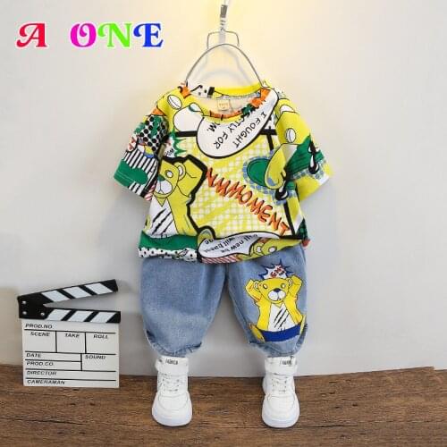 Summer boys clothes set kids clothing baby outfits fashion cartoon tees + shorts 2 pcs set 2T to 12Yrs
