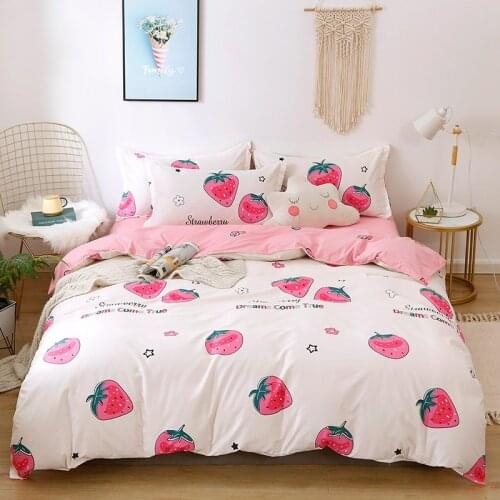 Solstice Home Textile King Queen Twin 3/4Pcs Bedding Suit Pink Heart Girl Kid Teenage Bed Linen Set Duvet Cover Pillowcase Sheet